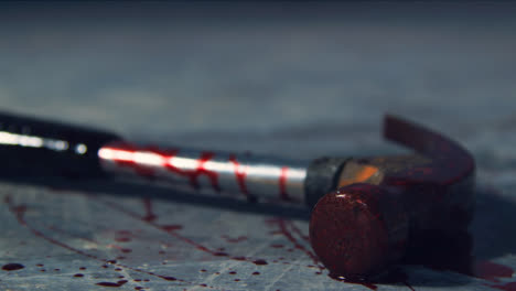 Extreme-Close-Up-Shot-of-Bloody-Hammer