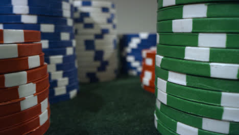 Sliding-Extreme-Close-Up-Shot-Past-Towers-of-Poker-Chips