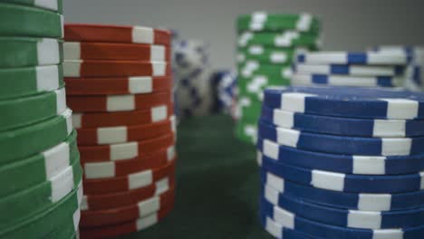 Sliding-Extreme-Close-Up-Shot-Past-Towers-of-Poker-Chips