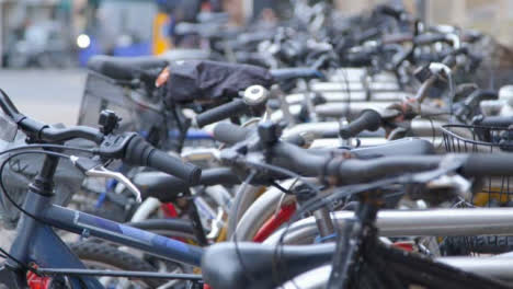 Pedestal-Shot-of-Public-Bicycle-Rack