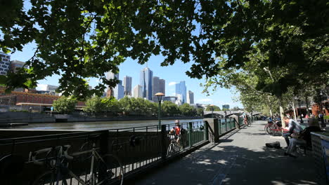 Melbourne-Australia-South-Bank-with-bicycle-walkway