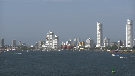 Colombia-Cartagena-skyline-view-with-small-boats.mov