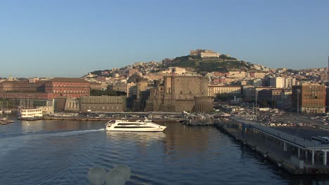 Naples-Italy-early-morning-city-view-with-boat