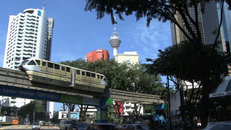 Kuala-Lumpur-Malaysia-elevated-rails-with-train