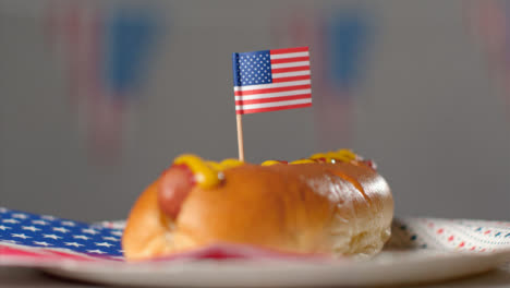 Close-Up-Shot-of-Rotating-Hot-Dog-