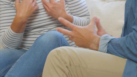 Sliding-Shot-of-Middle-Aged-Couples-Hand-Gestures-as-They-Argue