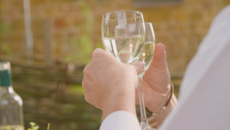 Over-the-Shoulder-Shot-of-Middle-Aged-Couple-Bringing-Their-Wine-Glasses-Together