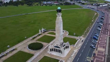 Drone-Shot-Orbiting-Past-Portsmouth-Coastal-War-Memorial-
