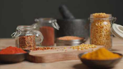 Tracking-In-Shot-of-Spices-on-Table