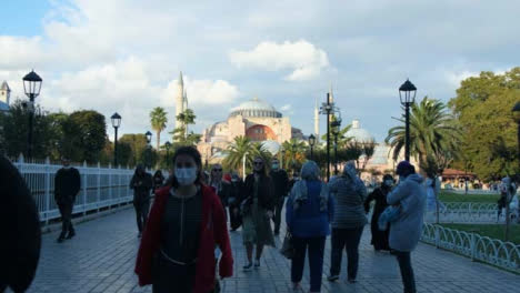 Tracking-Shot-of-People-Outside-Hagia-Sophia-Mosque-
