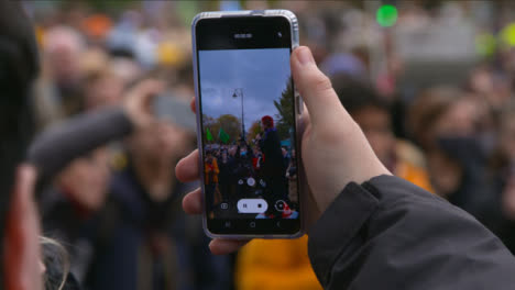 Phone-Recording-Woman-Activist-Speaking-to-Crowd-at-COP-26-Protest