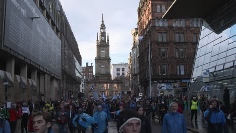 Handheld-Shot-of-Climate-Change-Demonstrators-Marching-Through-Glasgow