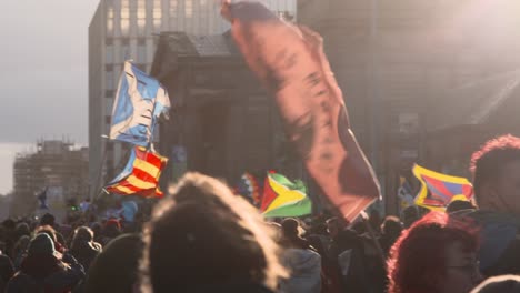Handheld-Shot-of-Global-Warming-Demonstrators-Marching-In-Streets-of-Glasgow