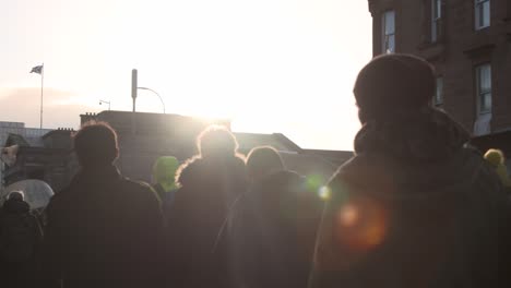 Handheld-Shot-of-Climate-Change-Demonstrators-Marching-Through-the-Streets-of-Glasgow