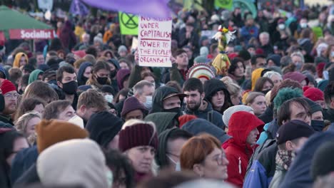 Handheld-Shot-of-Climate-Change-Demonstrators-Gathered-at-Glasgow-Green