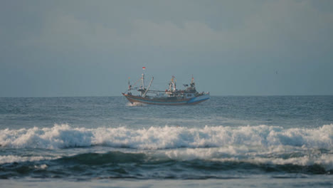 Long-Shot-of-Boat-Off-the-Coast-in-Bali