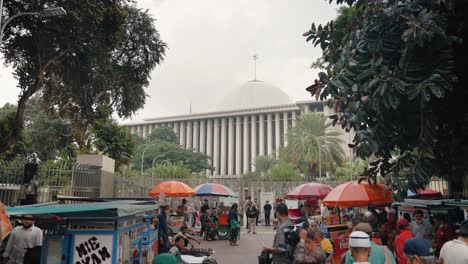 High-Angle-Shot-of-Food-Stalls-in-Jakarta