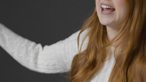 Mid-Shot-of-Woman's-Mouth-Shouting-with-Copy-Space