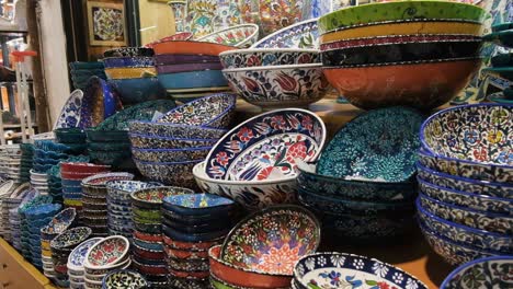 Tracking-Shot-of-Colourful-Bowls