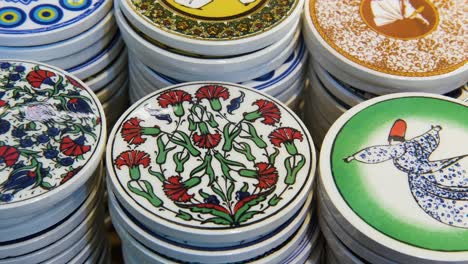 Tracking-Shot-of-Colourful-Plates-at-Shop