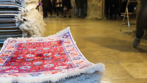 Close-Up-Shot-of-Colourful-Rug