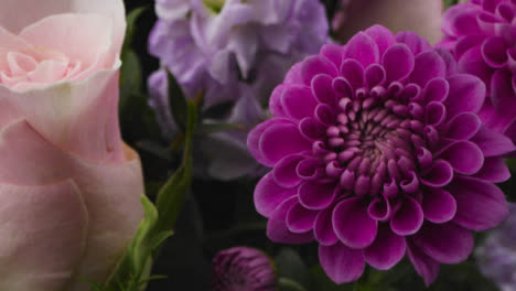 Close-Up-Shot-of-a-Pink-and-Purple-Bouquet