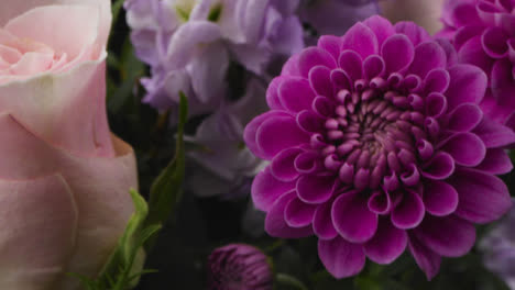 Close-Up-Shot-of-Purple-and-Pink-Bouquet