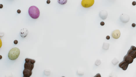 Top-Down-Shot-of-Rotating-Easter-Confectionary-with-Central-Copy-Space