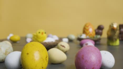 Tracking-Shot-of-Colourful-Easter-Themed-Confectionary
