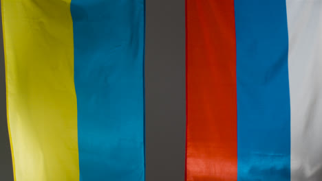 Wide-Shot-of-Hanging-Ukrainian-and-Russian-Flags-03