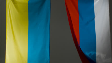 Wide-Shot-of-Hanging-Ukrainian-and-Russian-Flags-04