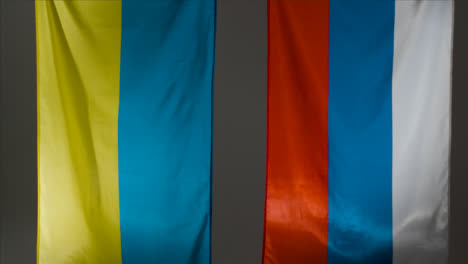 Wide-Shot-of-Hanging-Ukrainian-and-Russian-Flags-06