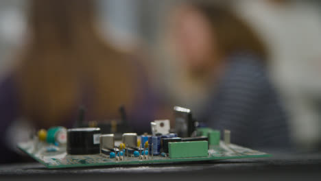 Close-Up-Shot-of-Circuit-Board-In-Engineering-Students-Lab