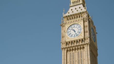 Tower-Of-And-Clock-Of-Big-Ben-Against-Clear-Blue-Sky-London-UK