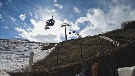 Cable-Car-Ski-Chair-Lift-Snow-Covered-Mountain-Austria-Solden-Skiing-Skier