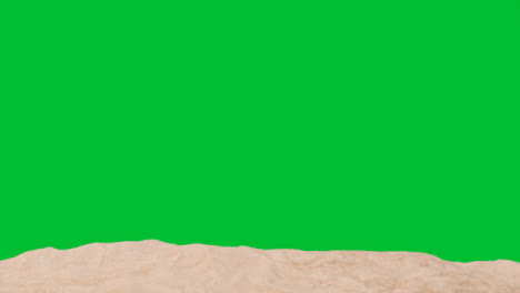 Summer-Holiday-Concept-With-Sandy-Beach-In-Foreground-Against-Green-Screen