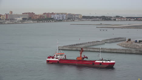 Gibraltar-Red-Ship-With-Dredge