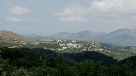 Greece-Crete-Distant-Village-On-Hilltop