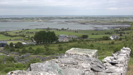 Ireland-County-Clare-Stone-Wall-On-Hillside-Above-Estuary-