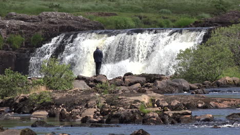 Ireland-County-Mayo-Waterfall-With-Fisherman-
