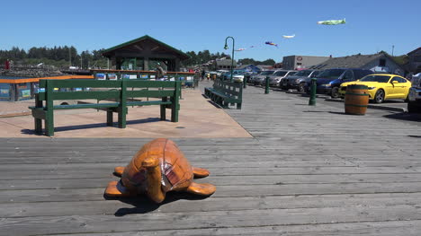 Oregon-Bandon-Board-Walk-Mit-Schildkrötenskulptur