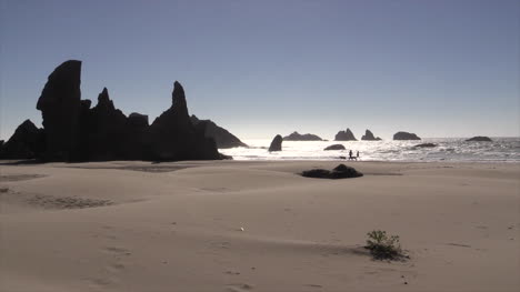 Oregon-Bandon-Pilas-De-Mar-Con-Retroiluminación-En-La-Playa