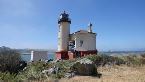 Oregon-Bandon-Tourists-Climb-Coquille-Lighthouse-Stairs