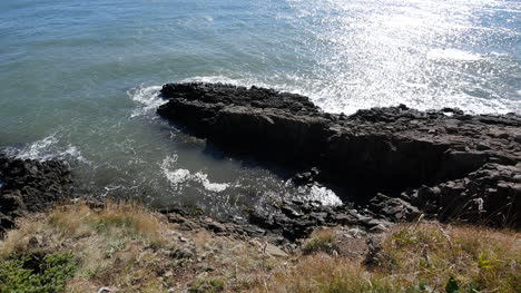 Kanada-Bay-Of-Fundy-Rock-Und-Sonne-Auf-Dem-Wasser