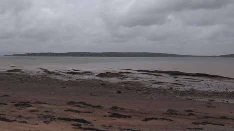 Canada-Bay-Of-Fundy-View-With-Sandy-Beach-Pan
