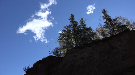 Canadá-Nubes-Sobre-Los-árboles-En-El-Lapso-De-Tiempo-De-Hopewell-Rocks