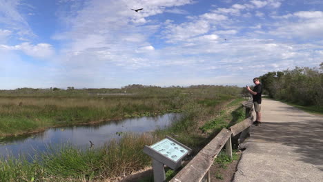 Florida-Everglades-Gras-Und-Wasser-Mann-Auf-Dem-Weg-Macht-Ein-Bild-Editorial