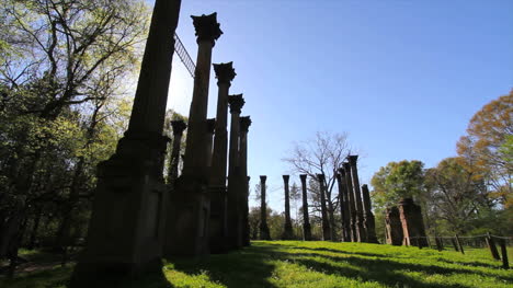 Mississippi-Windsor-Plantage-Ruinen-Hinterleuchtete-Säulen-Back