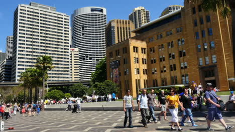 Australien-Sydney-People-Und-Downtown-Buildings