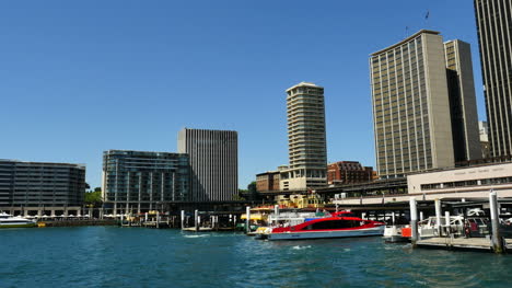 Australia-Sydney-Ferry-Llega-En-El-Lapso-De-Tiempo-Circular-Del-Muelle